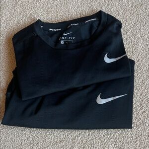 2 Nike Black Dri-FIT Short Sleve Tee with Silver Swoosh